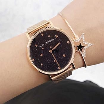 ALLY DENOVO Starry Night シルバー&黒 Amazon | [アリーデノヴォ] ALLY DENOVO 腕時計 Starry Night